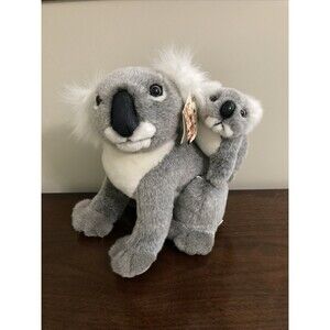 LEOSCO Plush Koala Bear Mama with Baby Orvis Gray Realistic Stuffed Animal Toy
